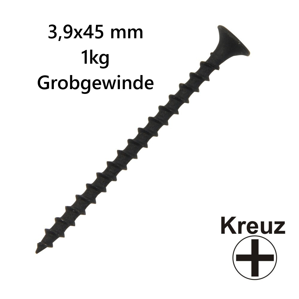 Schnellbauschraube grob 3,9x45 mm 1kg Pack Grobgewinde Kreuzschlitz