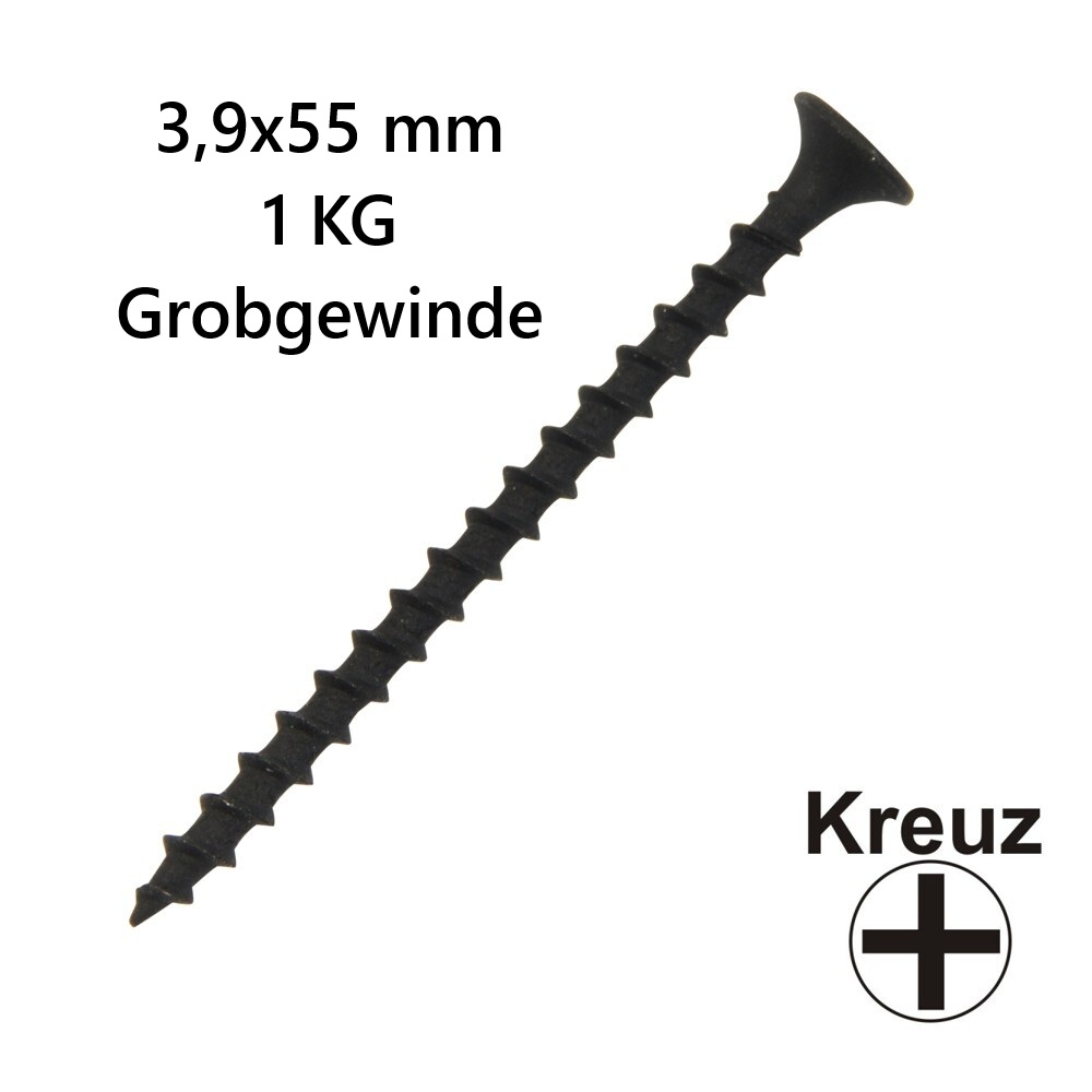 Schnellbauschraube grob 3,9x55 1 kg Pack Vollgewinde Trompetenkopf-H Kreuzschlitz