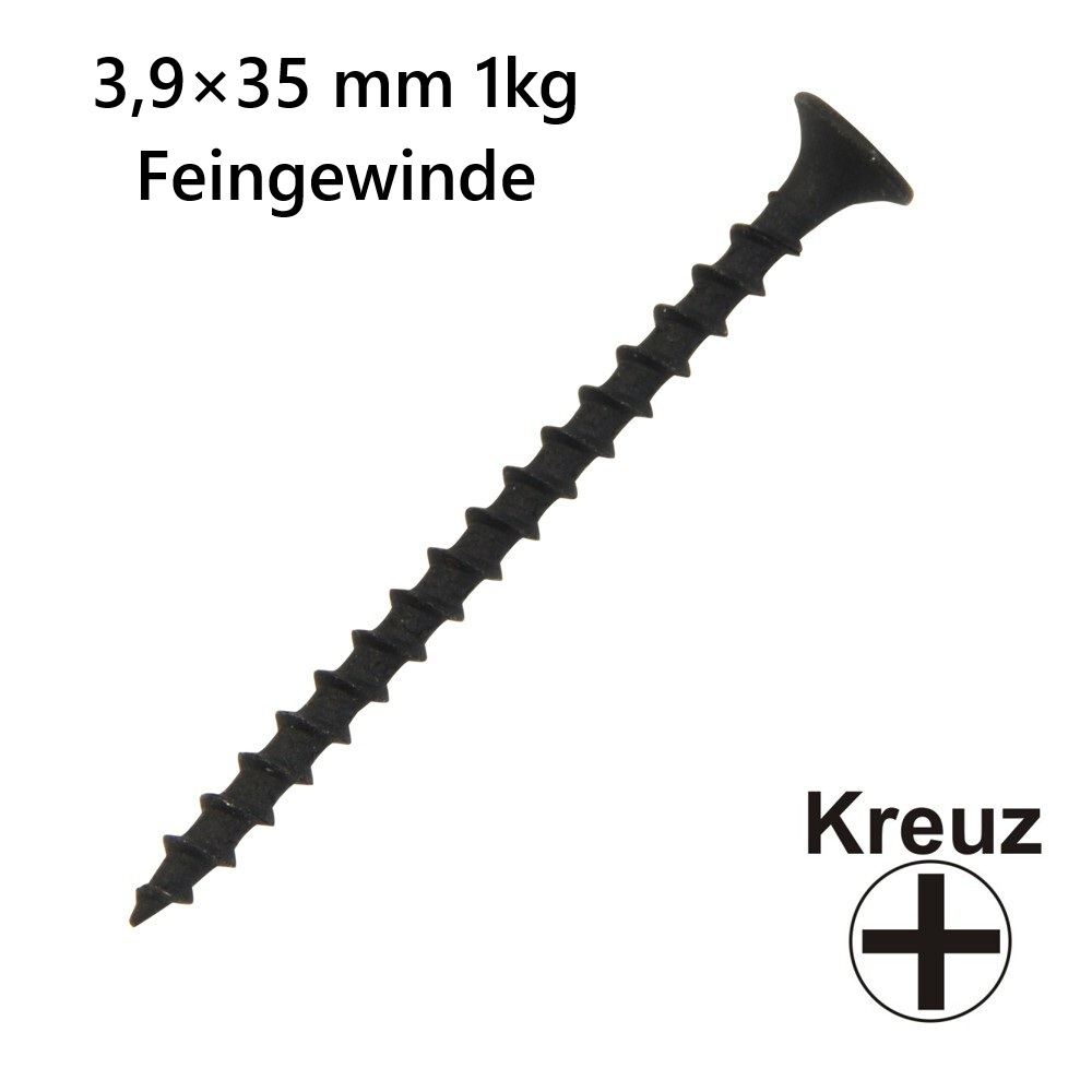Schnellbauschraube fein 3,9x35 mm 1kg Pack Feingewinde Kreuzschlitz