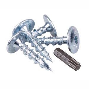 Pfostenverbinderschrauben Set 8 x 40 mm 4 Stück blau verzinkt mit Biteinsatz T40