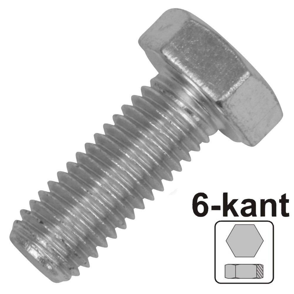 Maschinenschraube 6,0 x 25 mm M6 DIN933 galvanisch verzinkt