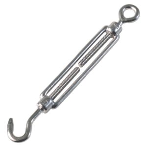 Seilspanner 6 x 100 mm, 11 Stk. Belastbarkeit Maximum: 75 kg mit Haken und Öse, Edelstahl