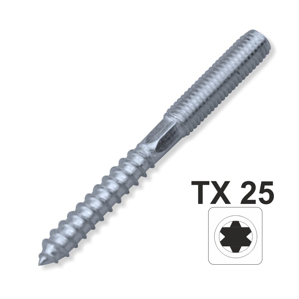 Stockschraube 10,0x80mm TX Innensechsrund galvanisch verzinkt 6-kant Schlüsselfläche