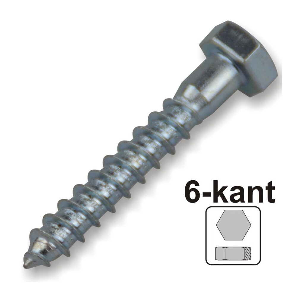 Sechskant Holzschraube 6x70 mm DIN571 galvanisch verzinkt
