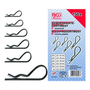 BGS® Federsplinte Sortiment 5 x 150-teilig aus Metall verzinkt in verschiedenen Größen