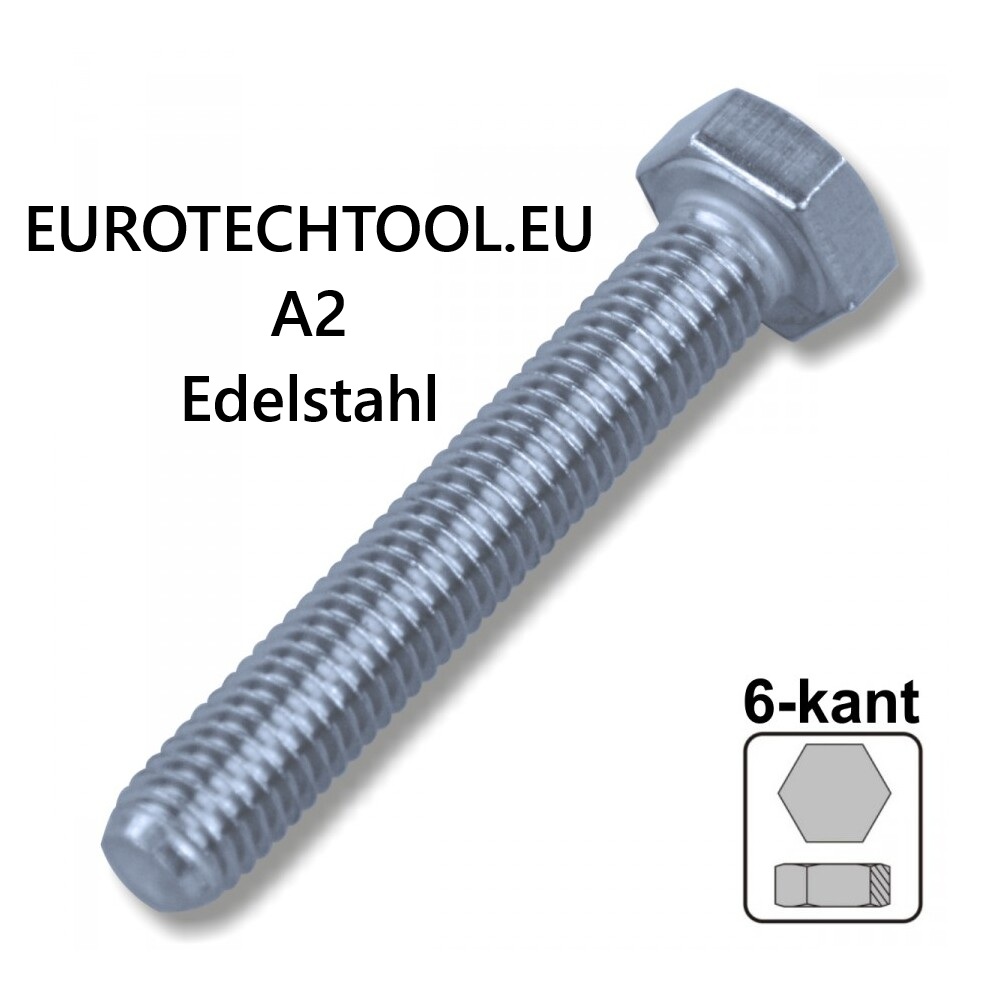 Maschinenschraube 6,0x70 mm M6 DIN933 A2 Edelstahl 6-kant Sechskantschraube
