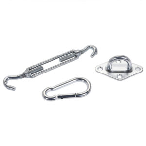 Aufhänge-Set 3-teilig für Sonnensegel in Silber aus verzinktem Eisen